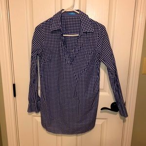 J. McLaughlin XS blue and white plaid shirt
